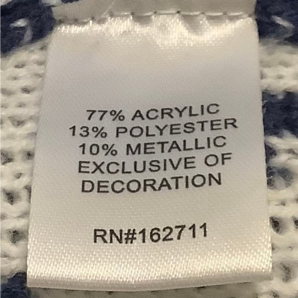 Festive Holiday Blue Sweater with Red and Green Accents - Picture 4 of 5